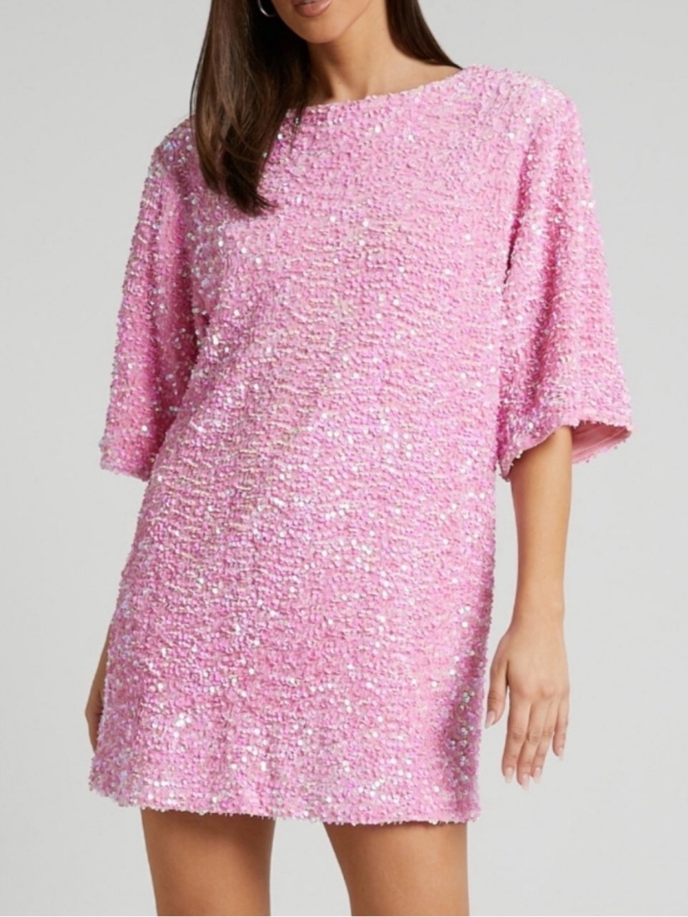 Showpo Pink Sequin Shift Dress
